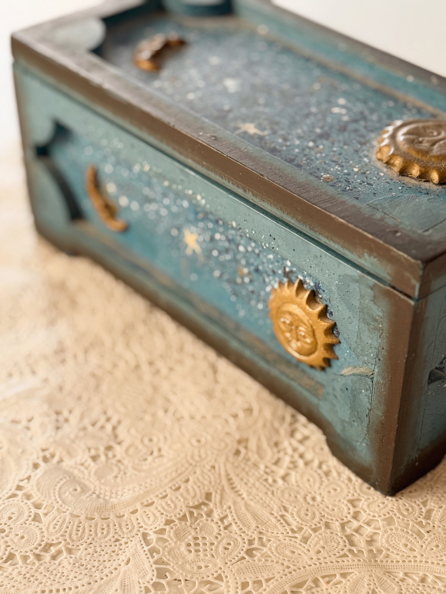 Vintage Celestial Whimsigoth Wooden Box