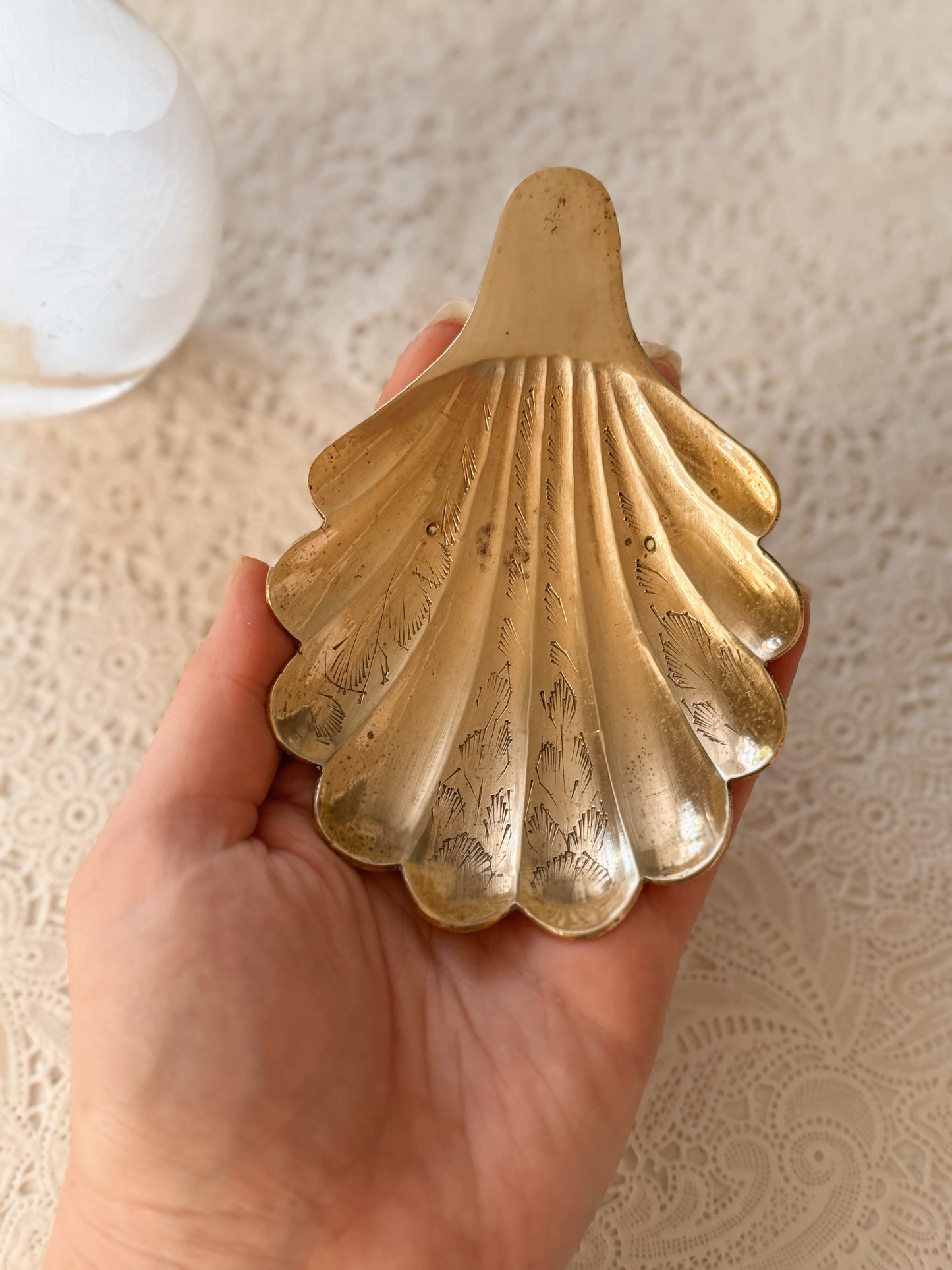 Vintage Brass Scallop Trinket Dish