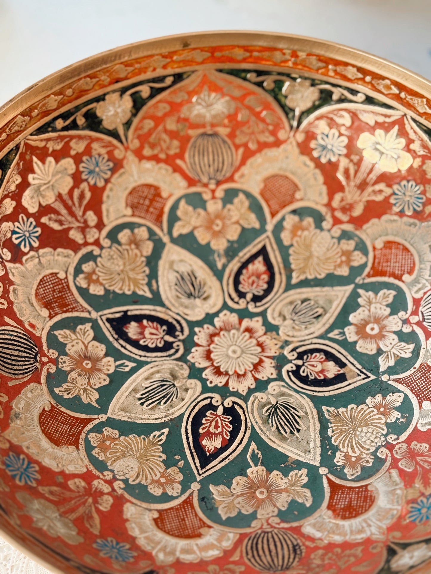 Vintage Large Brass + Enamel Bowl (UK ONLY)