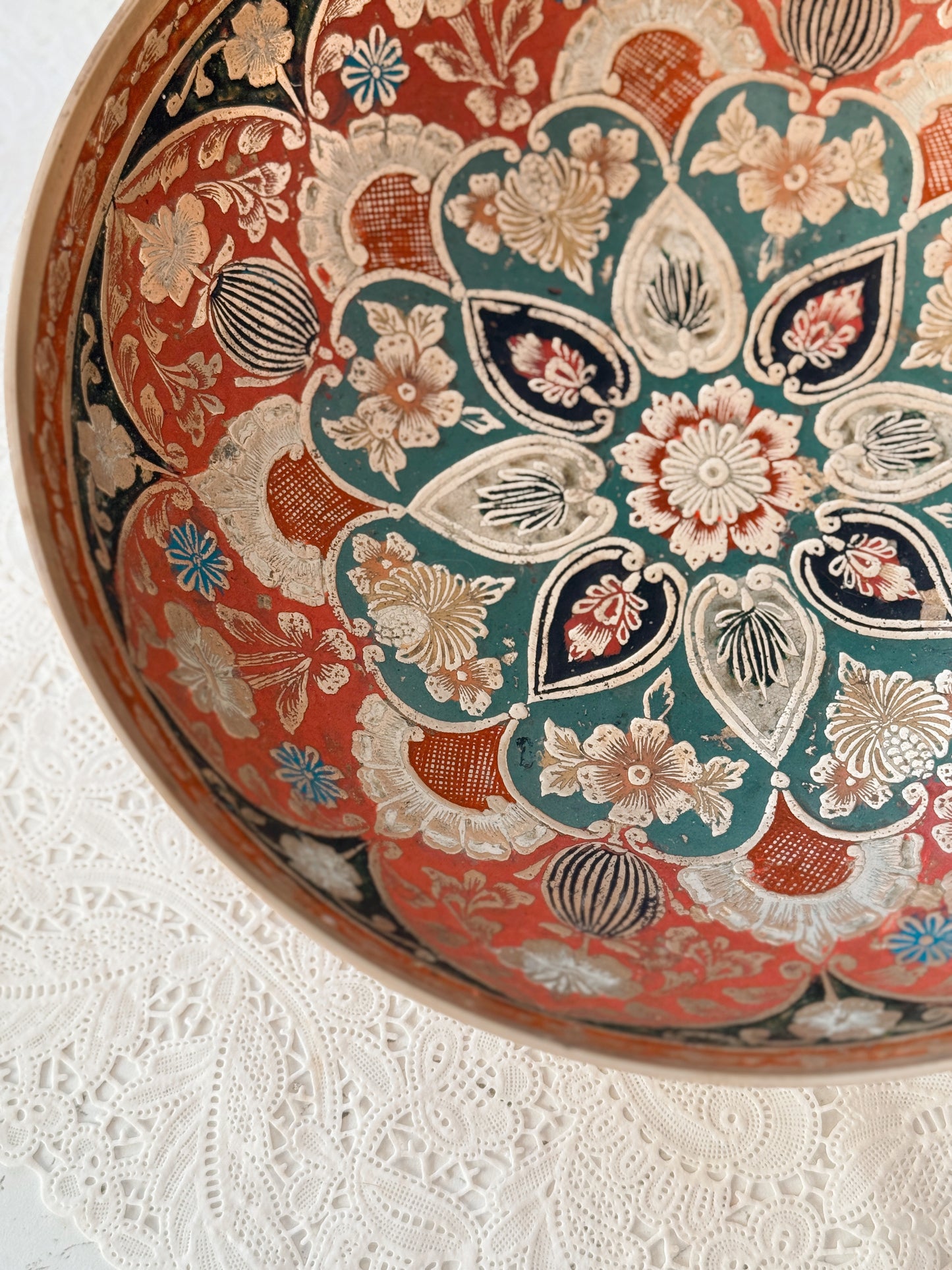 Vintage Large Brass + Enamel Bowl (UK ONLY)