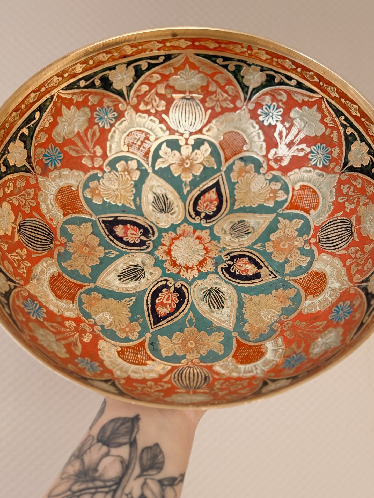 Vintage Large Brass + Enamel Bowl (UK ONLY)
