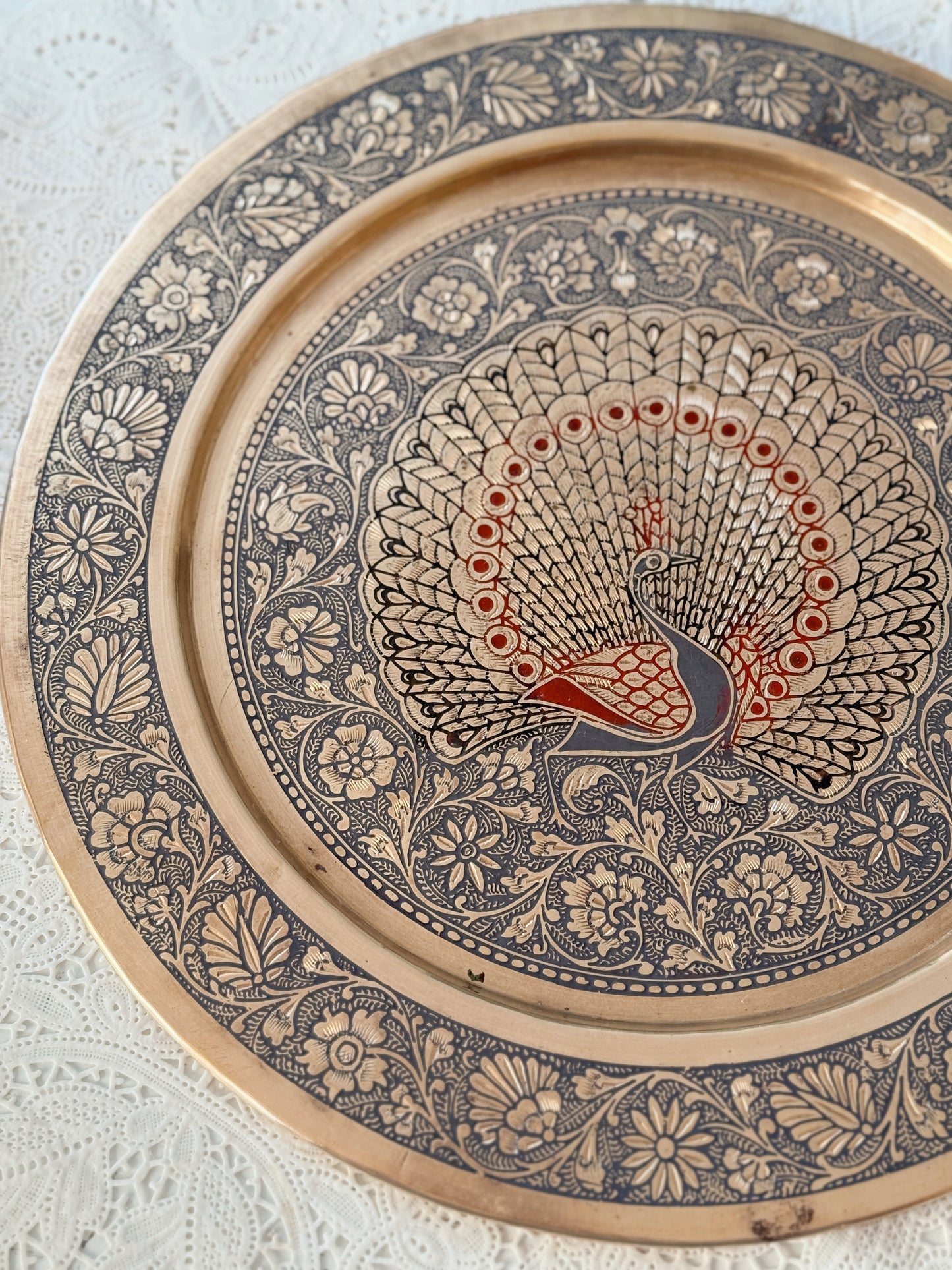 Vintage Brass Peacock Tray | Spell Plate (UK ONLY)
