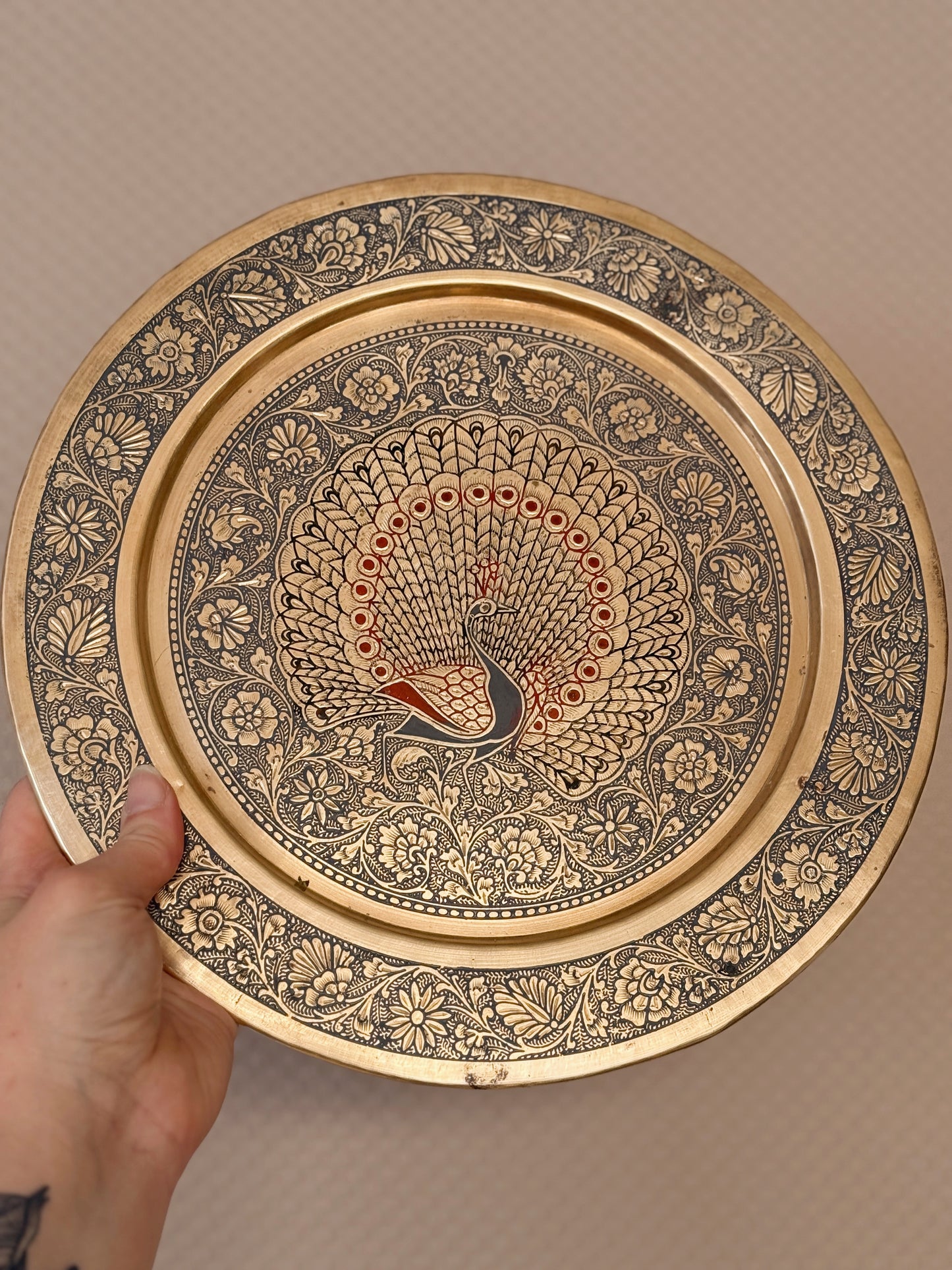 Vintage Brass Peacock Tray | Spell Plate (UK ONLY)