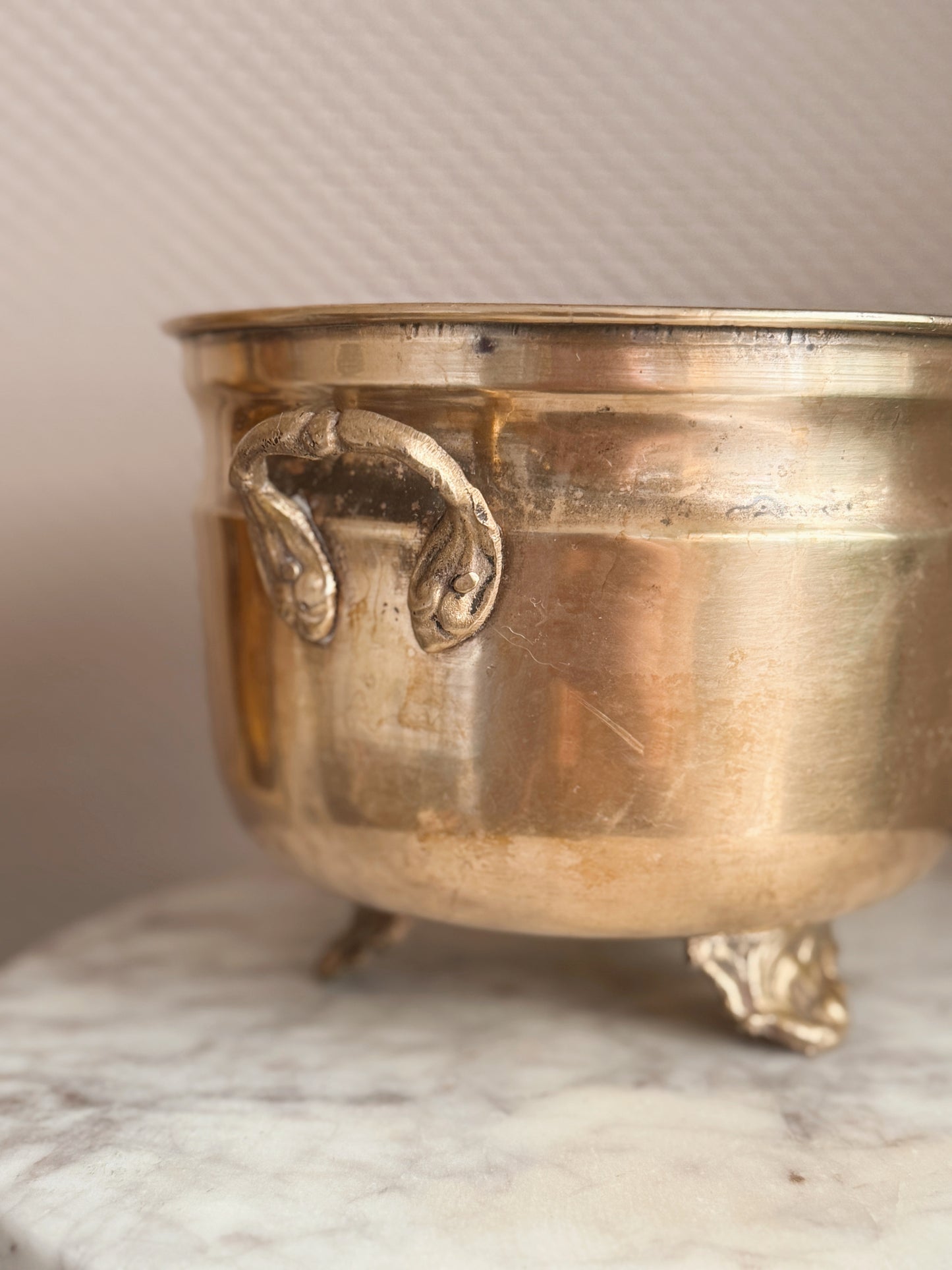 Vintage Medium Brass Cauldron