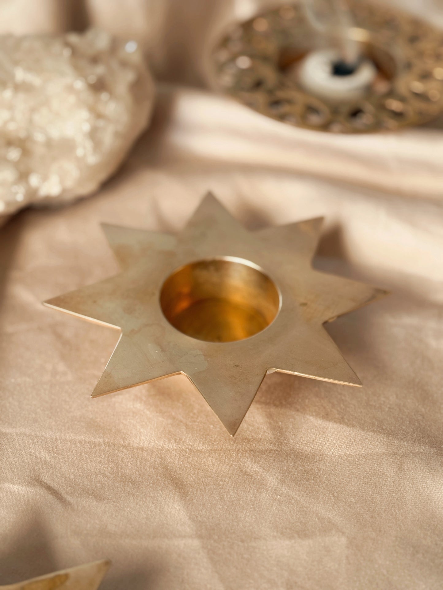 Vintage Brass Star Tealight Holder