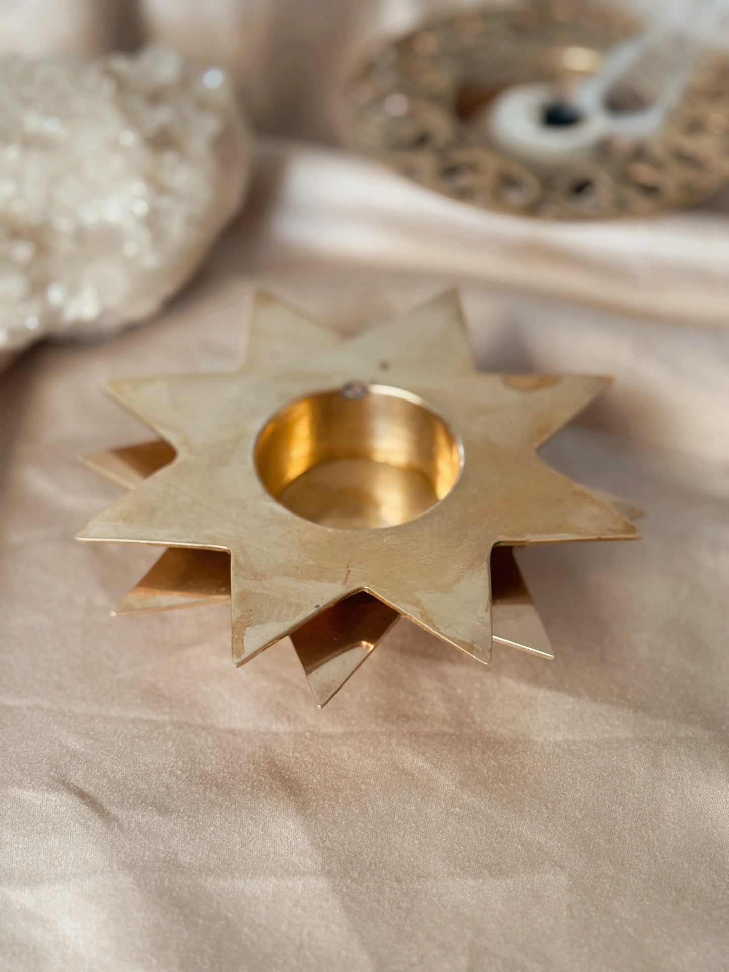 Vintage Brass Star Tealight Holder