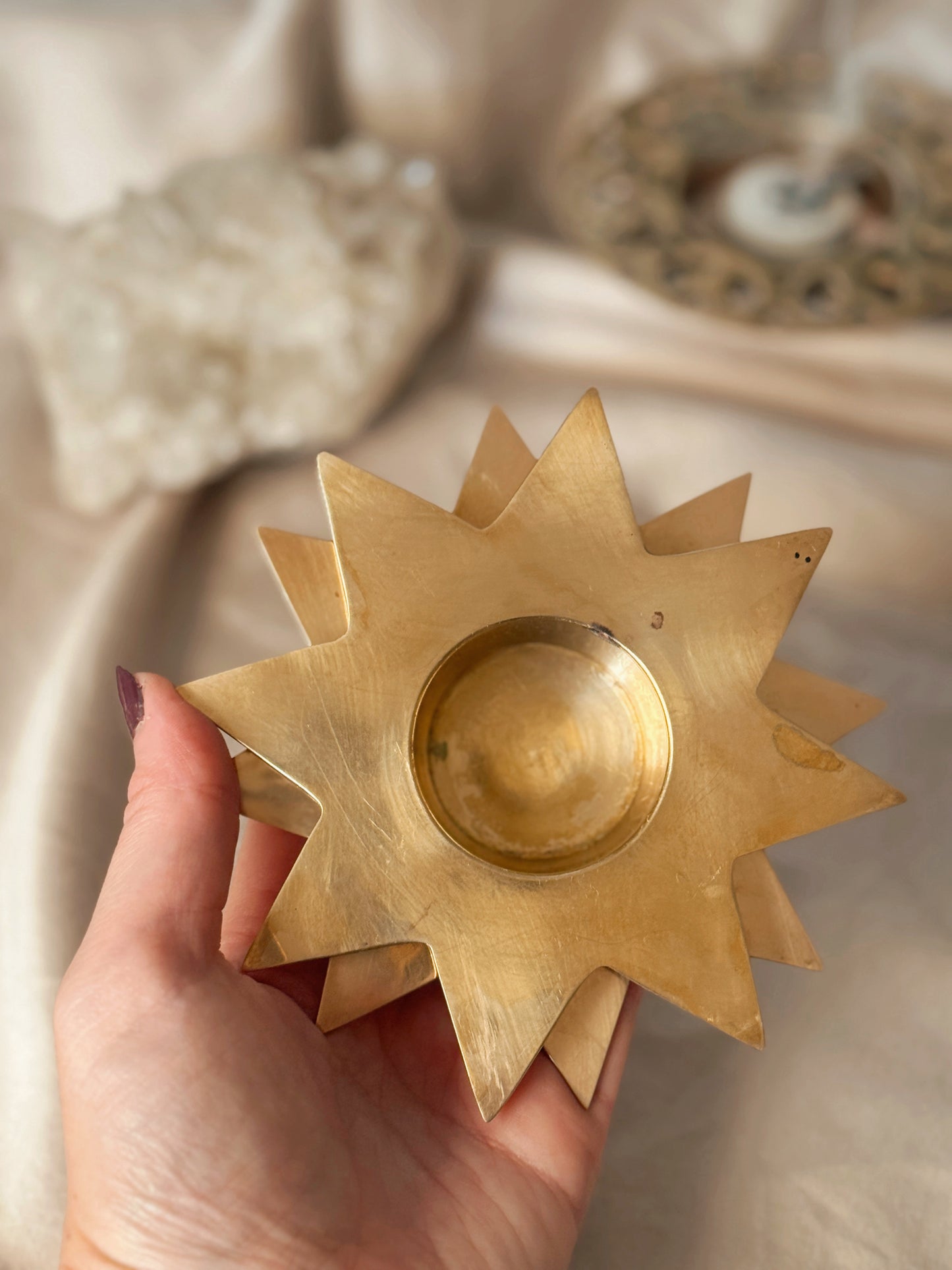 Vintage Brass Star Tealight Holder