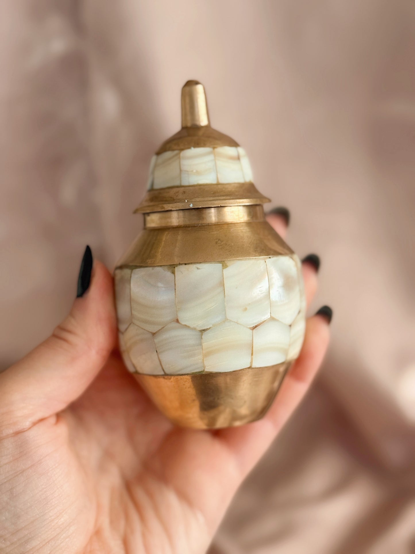 Vintage Brass + Mother of Pearl Canister