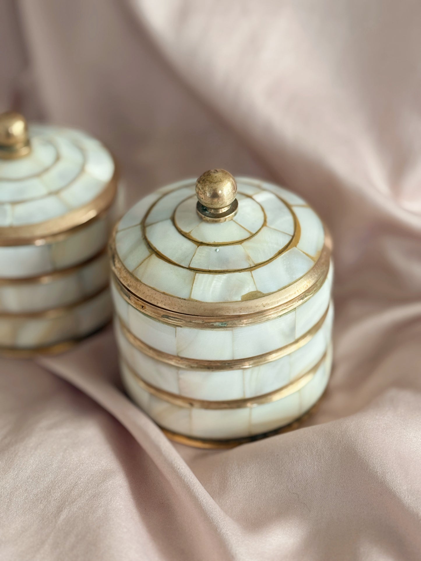 Vintage Brass + Mother of Pearl Trinket Pot
