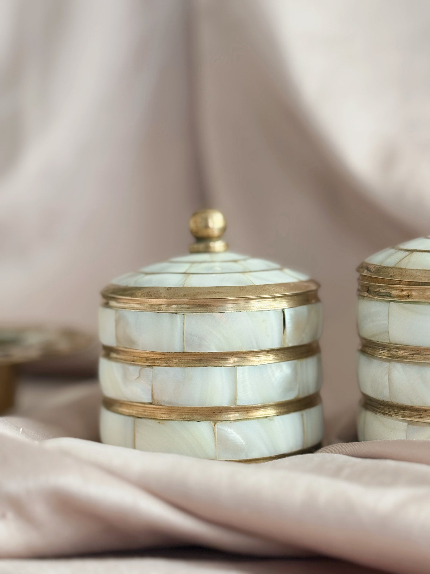 Vintage Brass + Mother of Pearl Trinket Pot