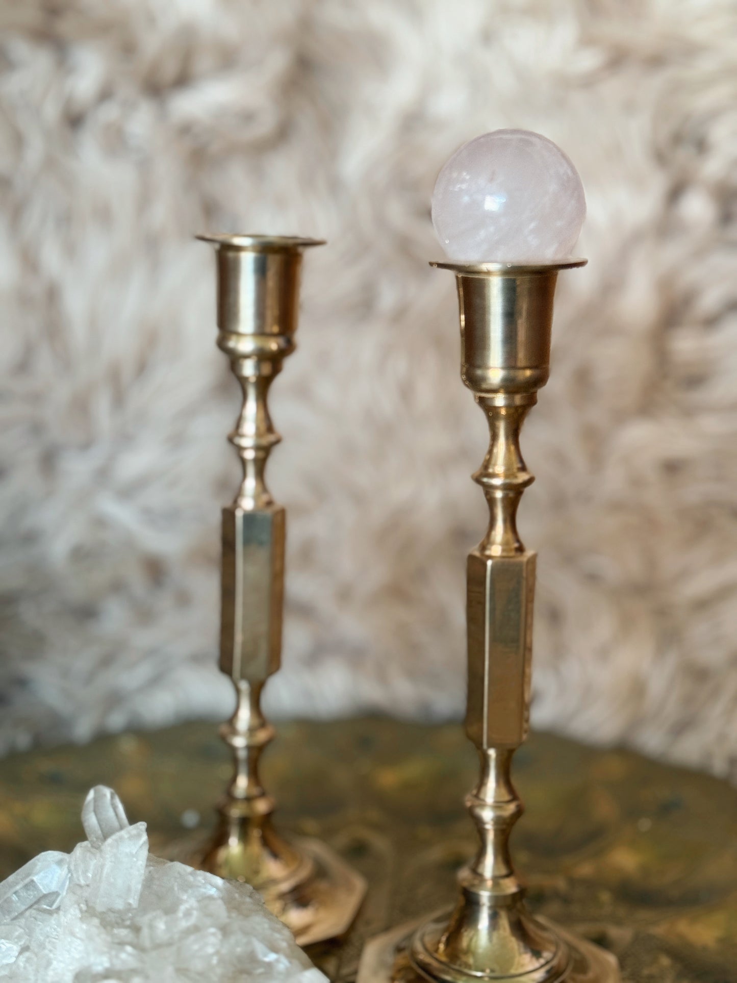 Vintage Brass Pair of Candlestick Holders