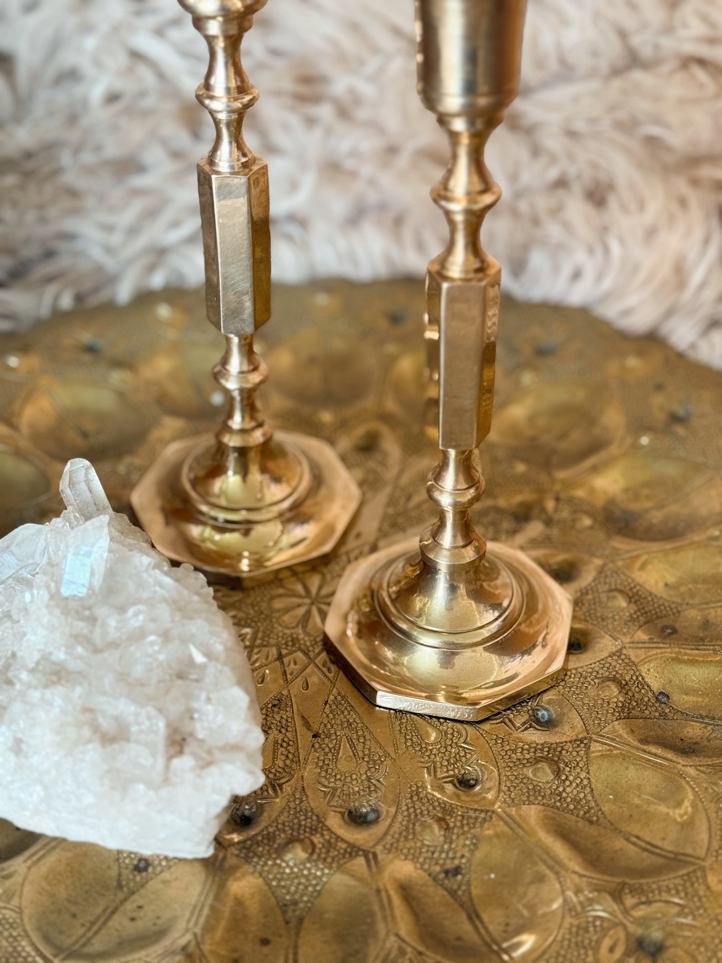Vintage Brass Pair of Candlestick Holders