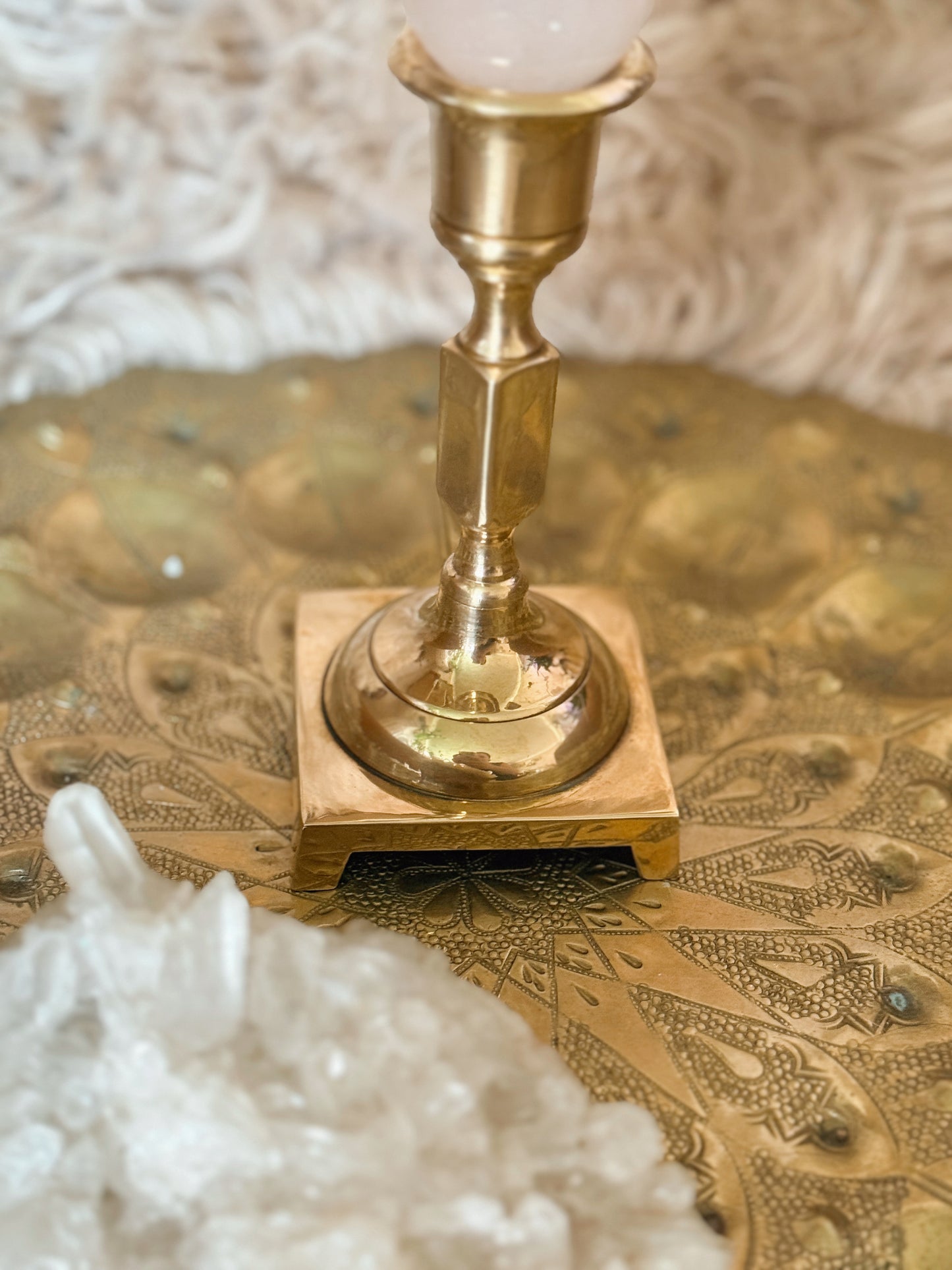 Vintage Brass Modernist Candlestick Holder