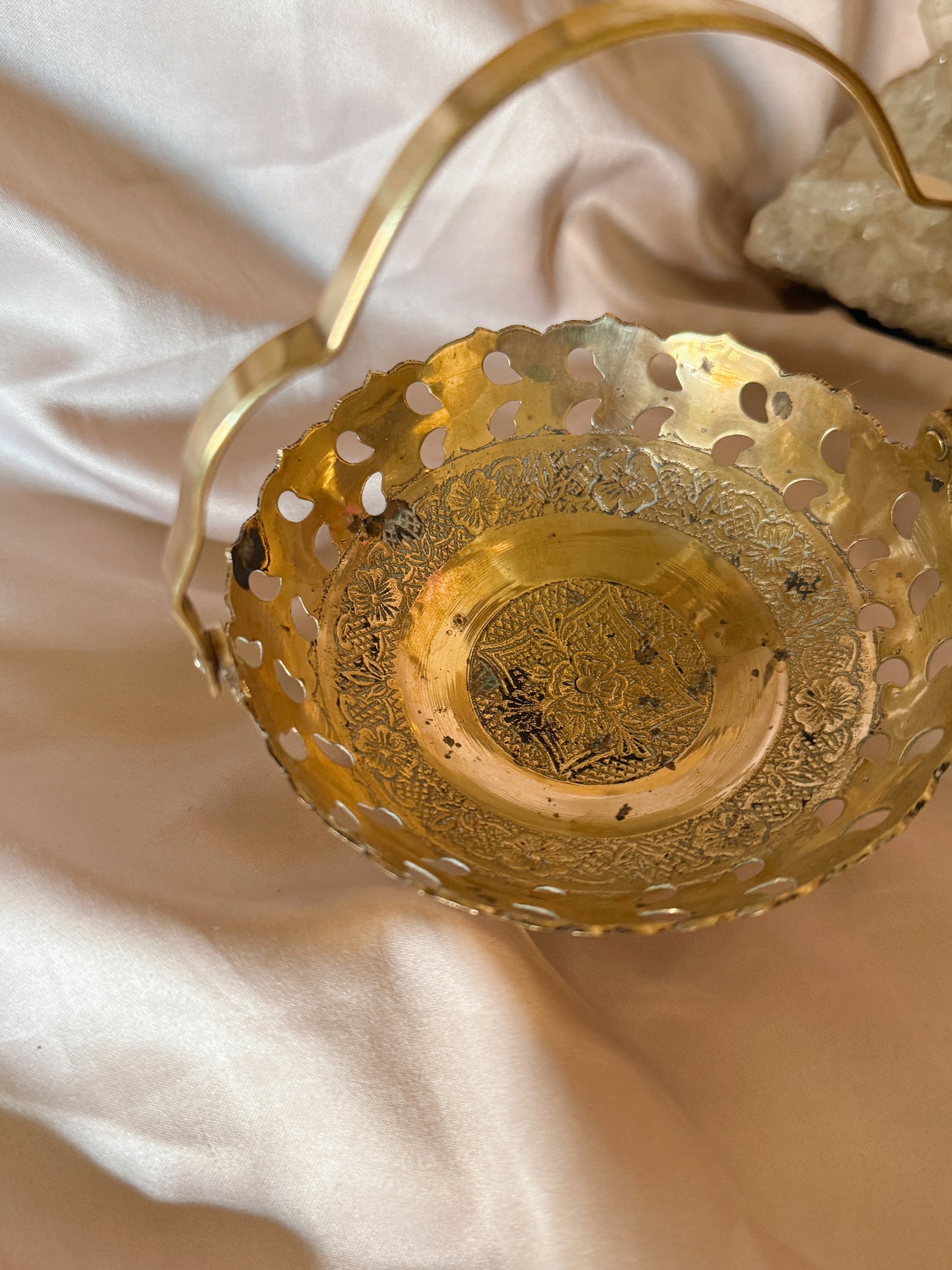 Vintage Brass Trinket Basket