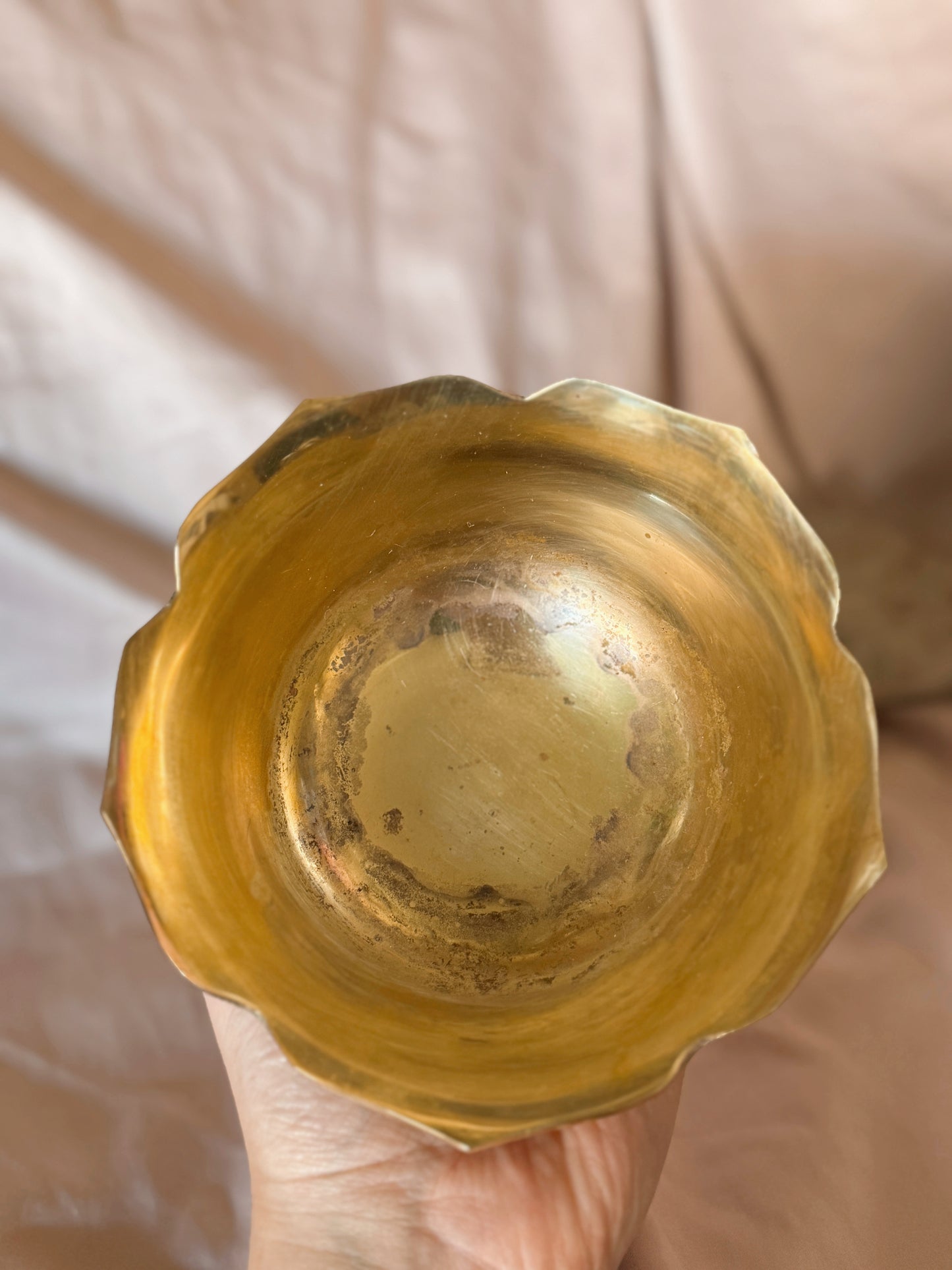 Vintage Brass Lotus Trinket Bowl