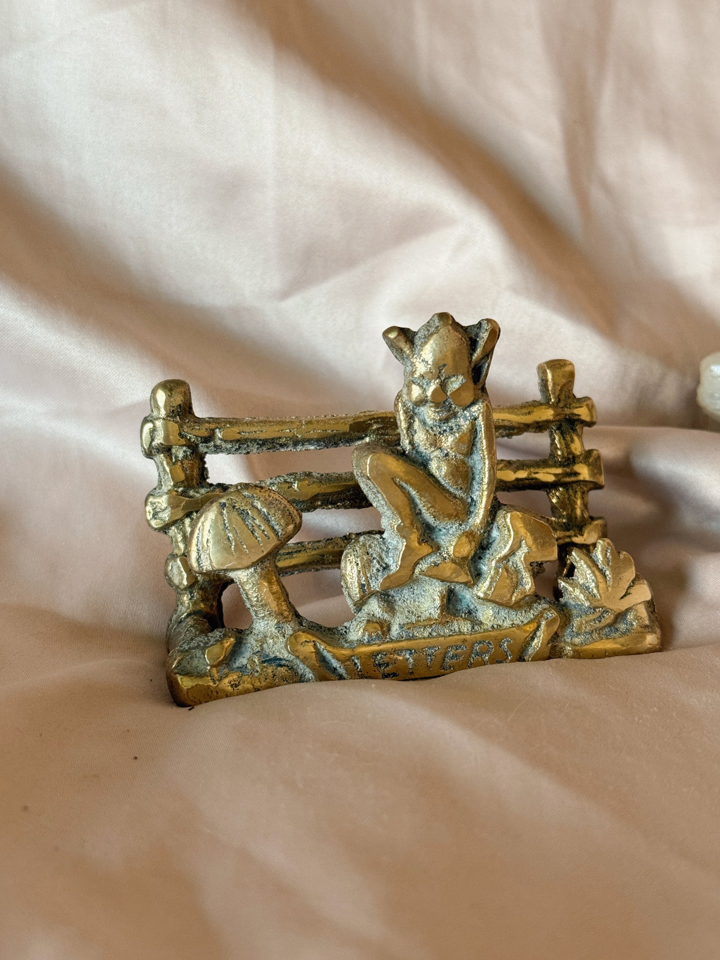 Vintage Brass Pixie Letter Rack