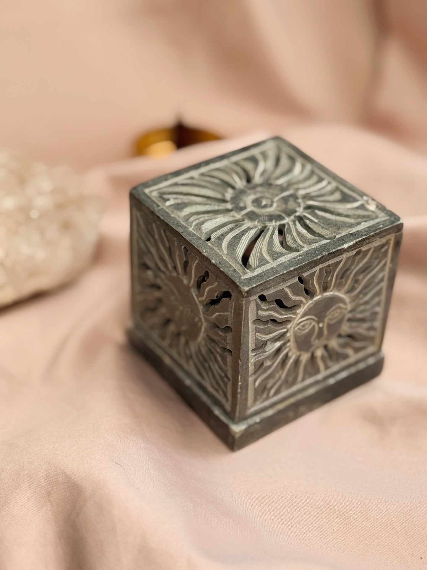 Vintage Sun Square Box Candle Holder