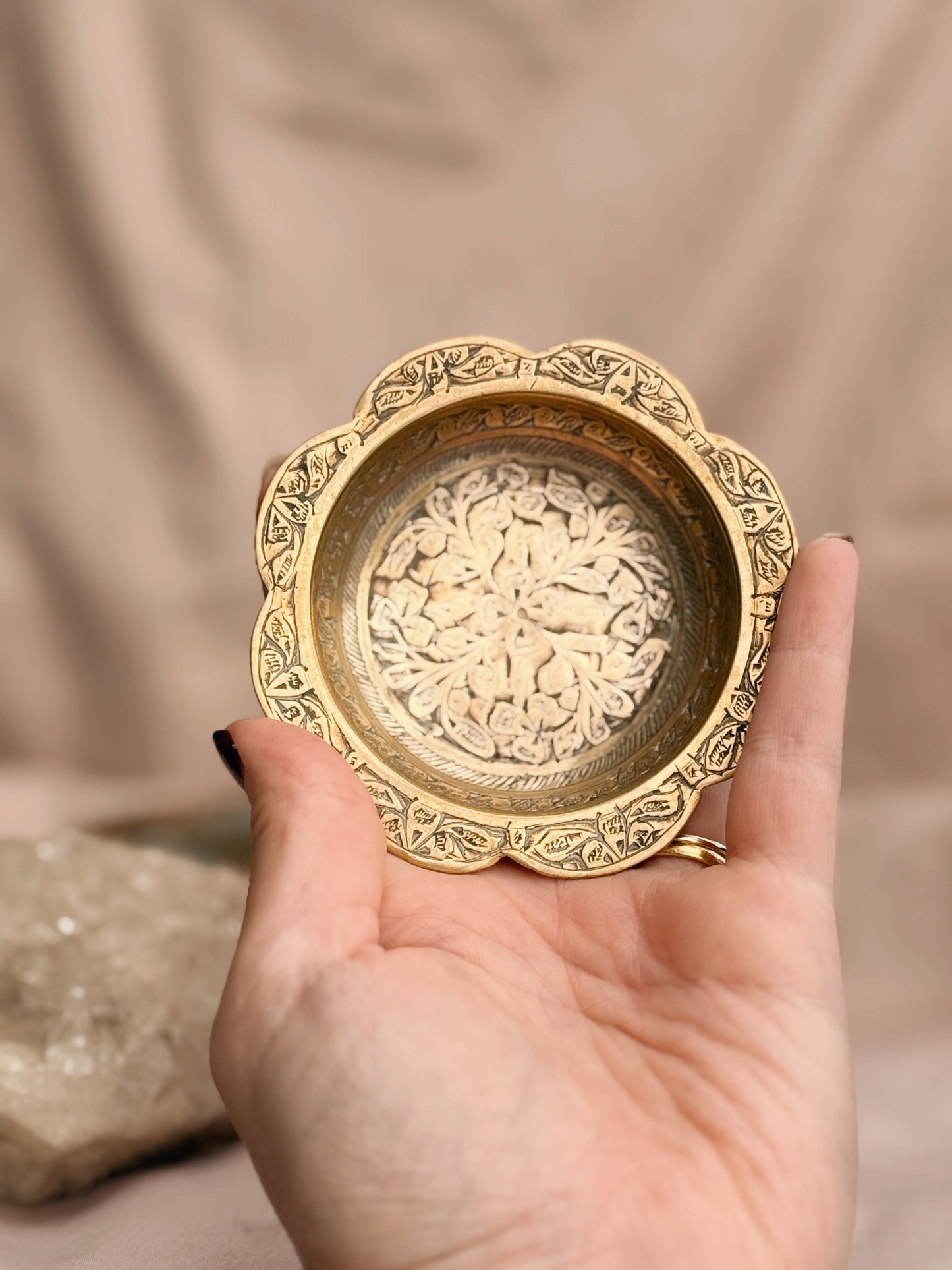 Vintage Brass Flower Trinket Dish