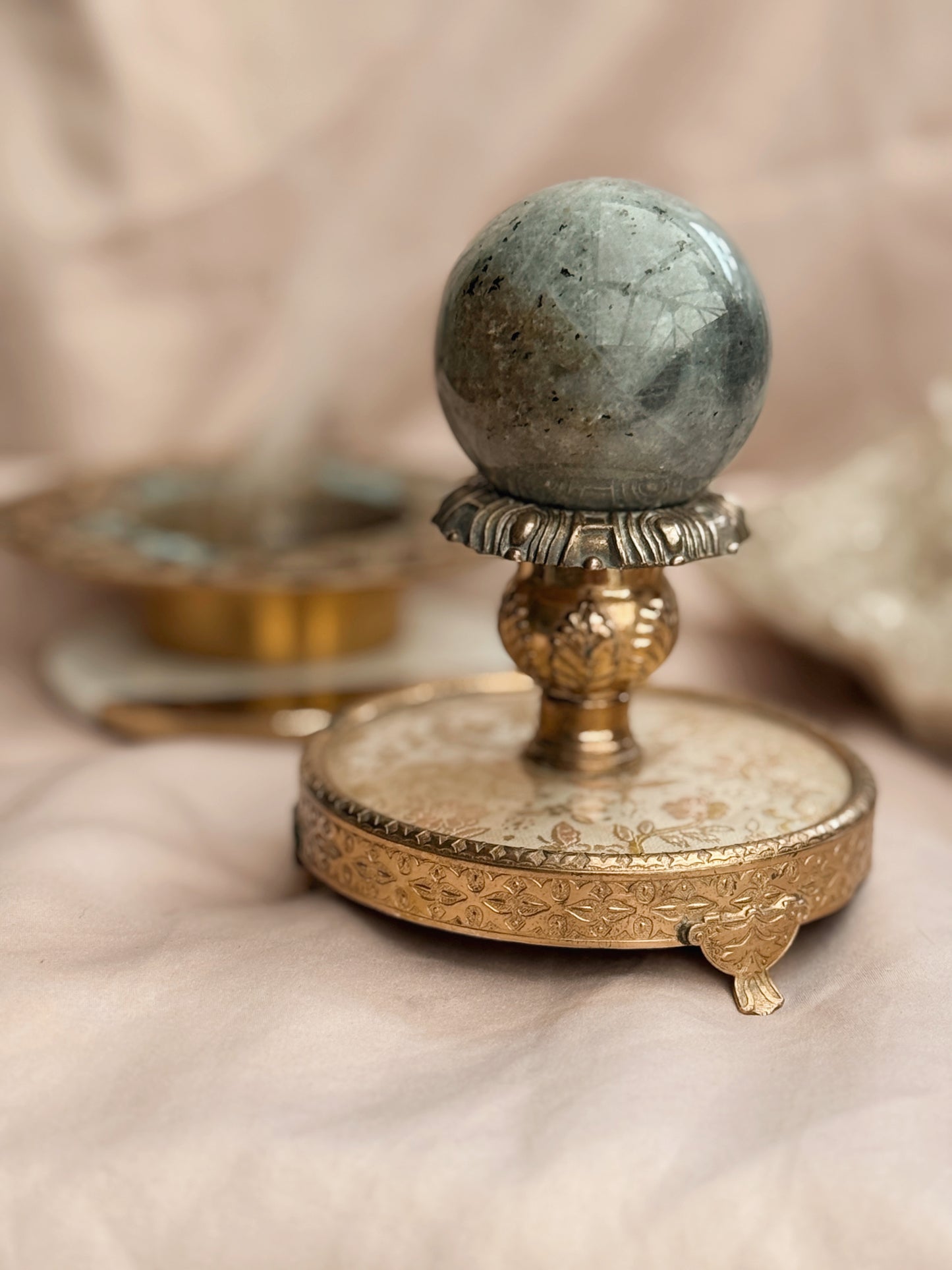 Vintage Brass Flower Candlestick Holder