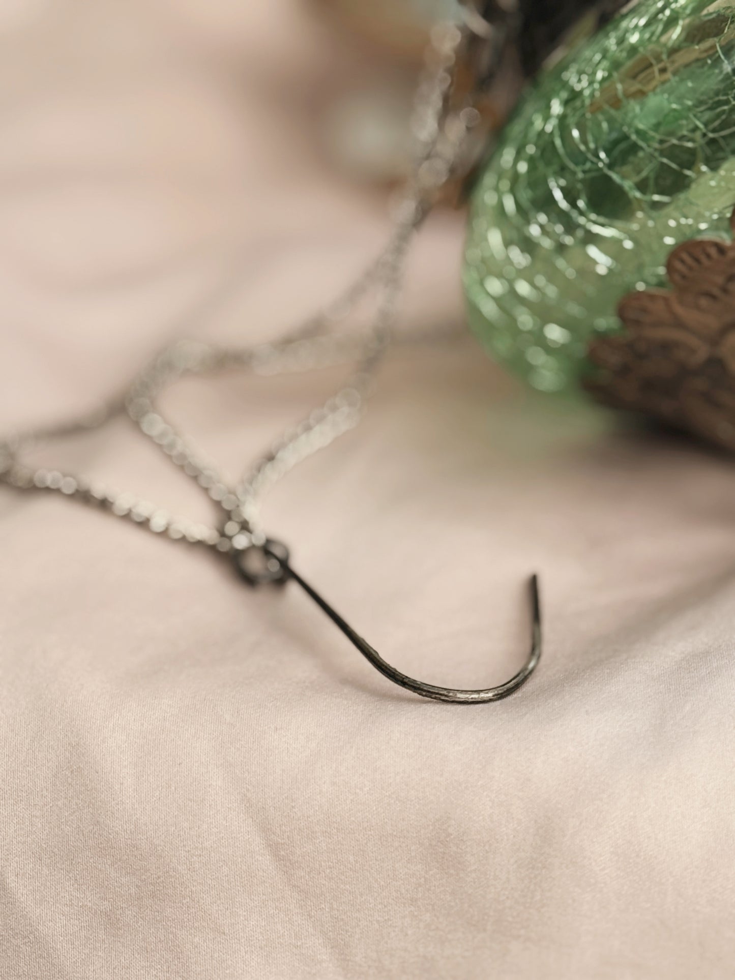 Vintage Green Glass Hanging Lantern