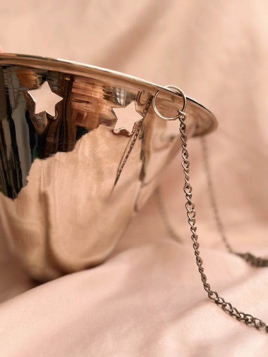 Vintage Silver Metal Star Hanging Planter