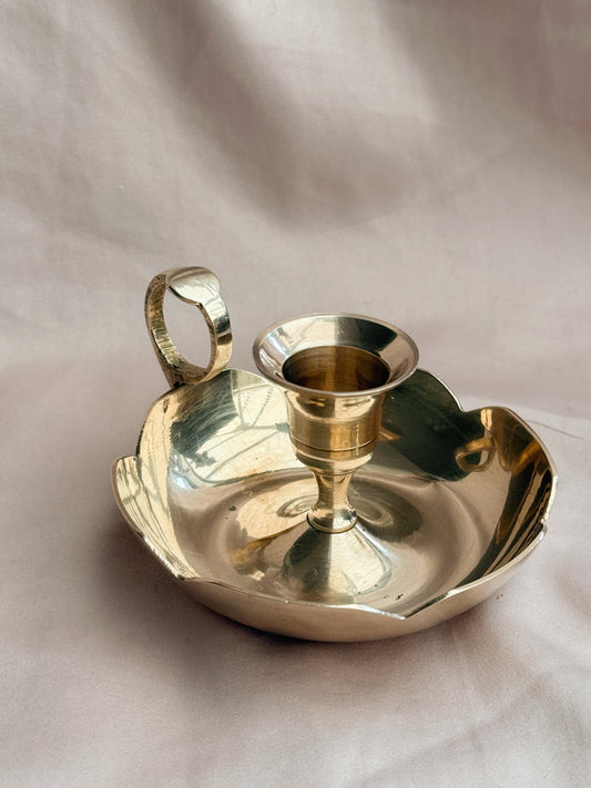 Vintage Brass Scallop Candlestick Holder No.1