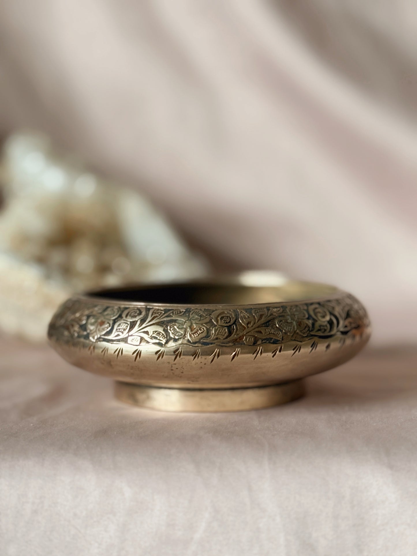 Vintage Brass + Enamel Trinket Bowl