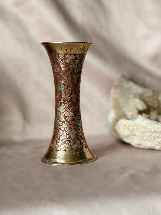 Vintage Brass + Enamel Vase