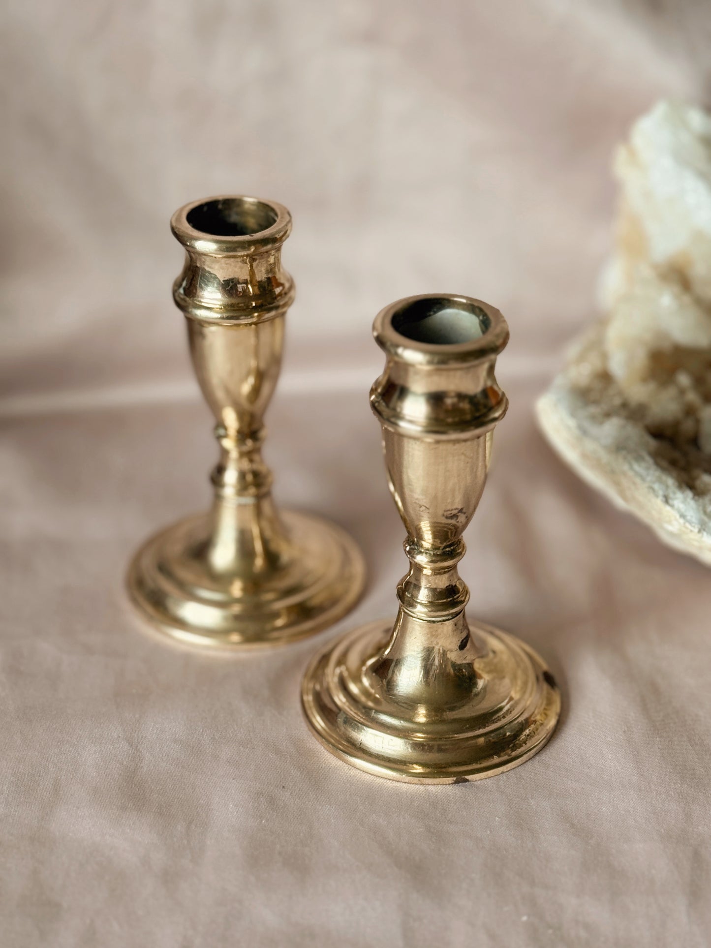 Vintage Brass Pair of Candlestick Holders