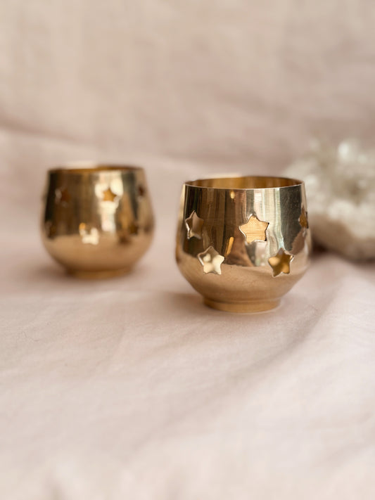 Vintage Brass Star Tealight Holder