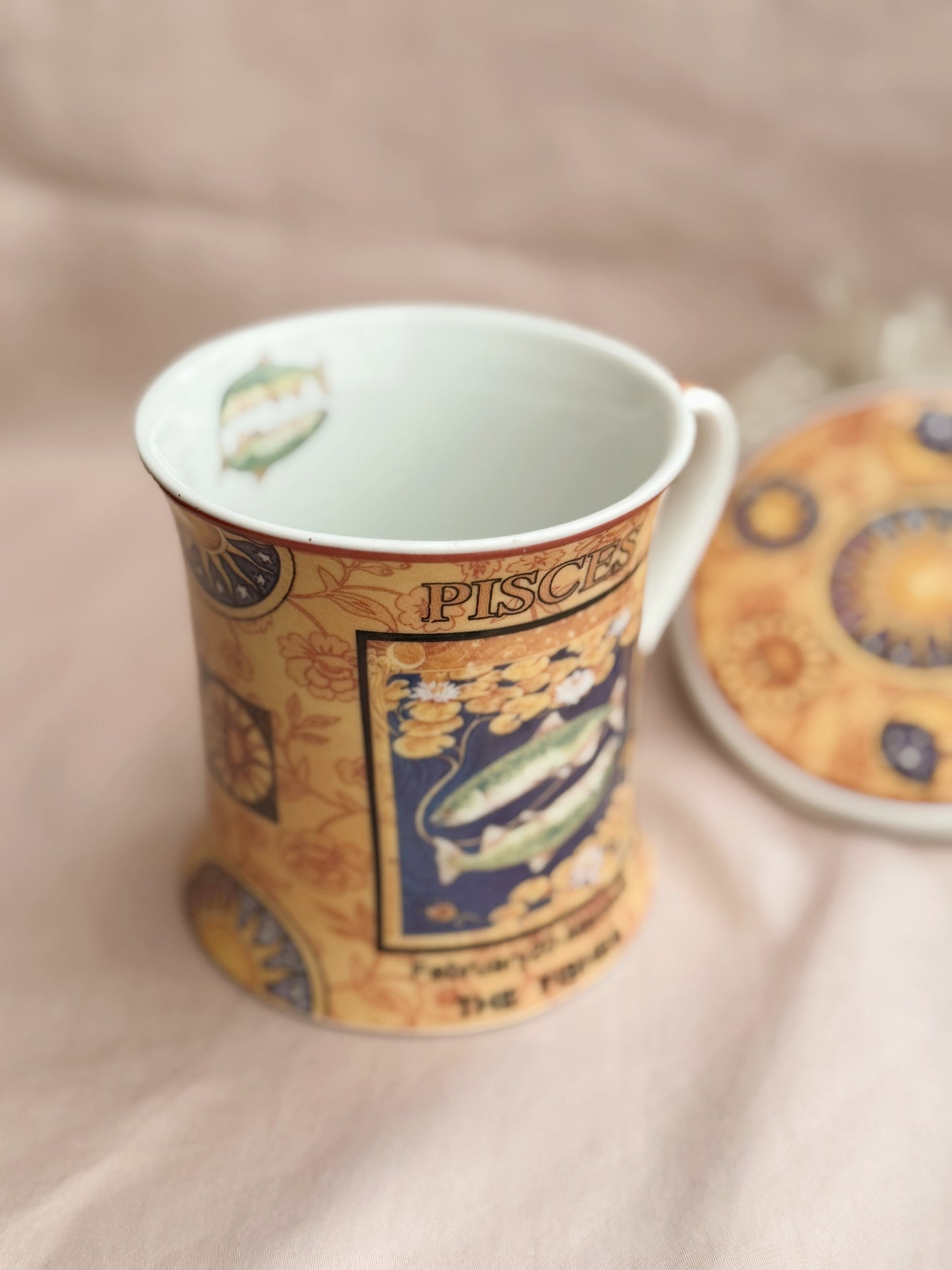 Vintage Pisces Cup + Coaster Set