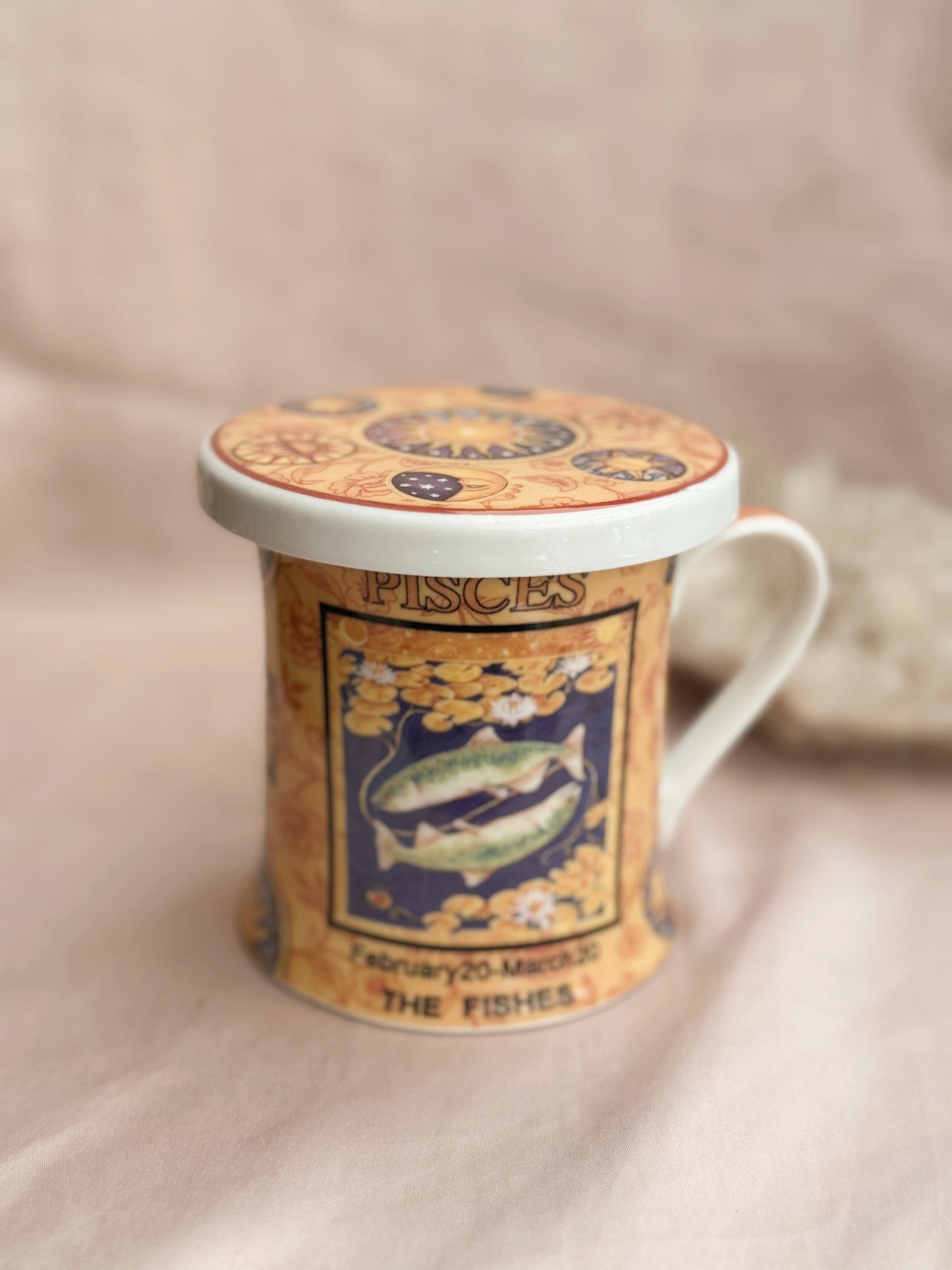 Vintage Pisces Cup + Coaster Set