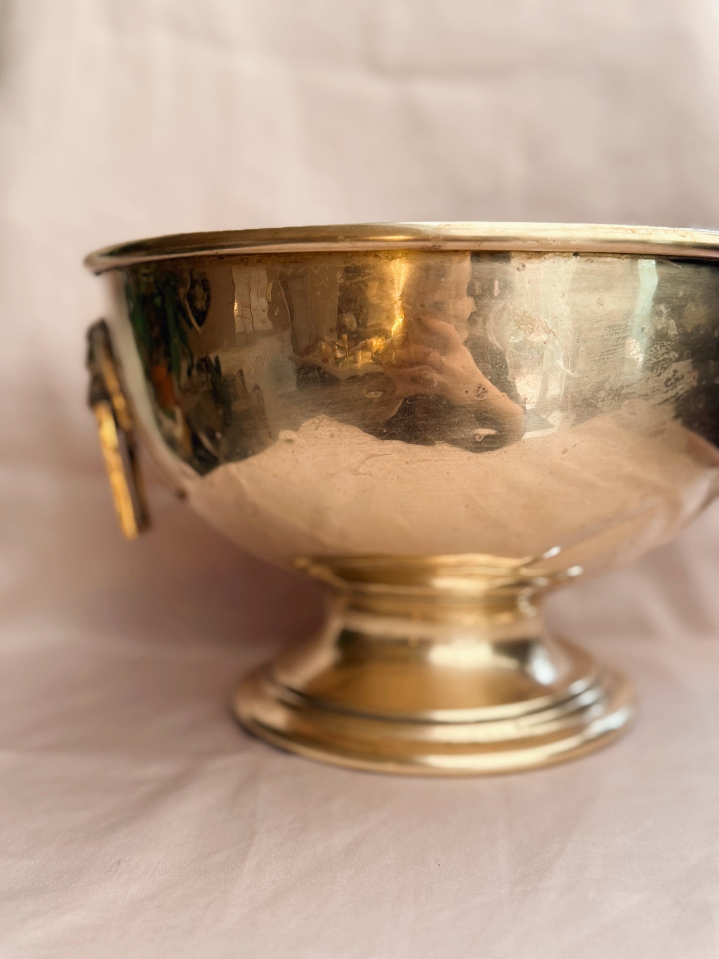 Vintage Brass Lion Cauldron Pot