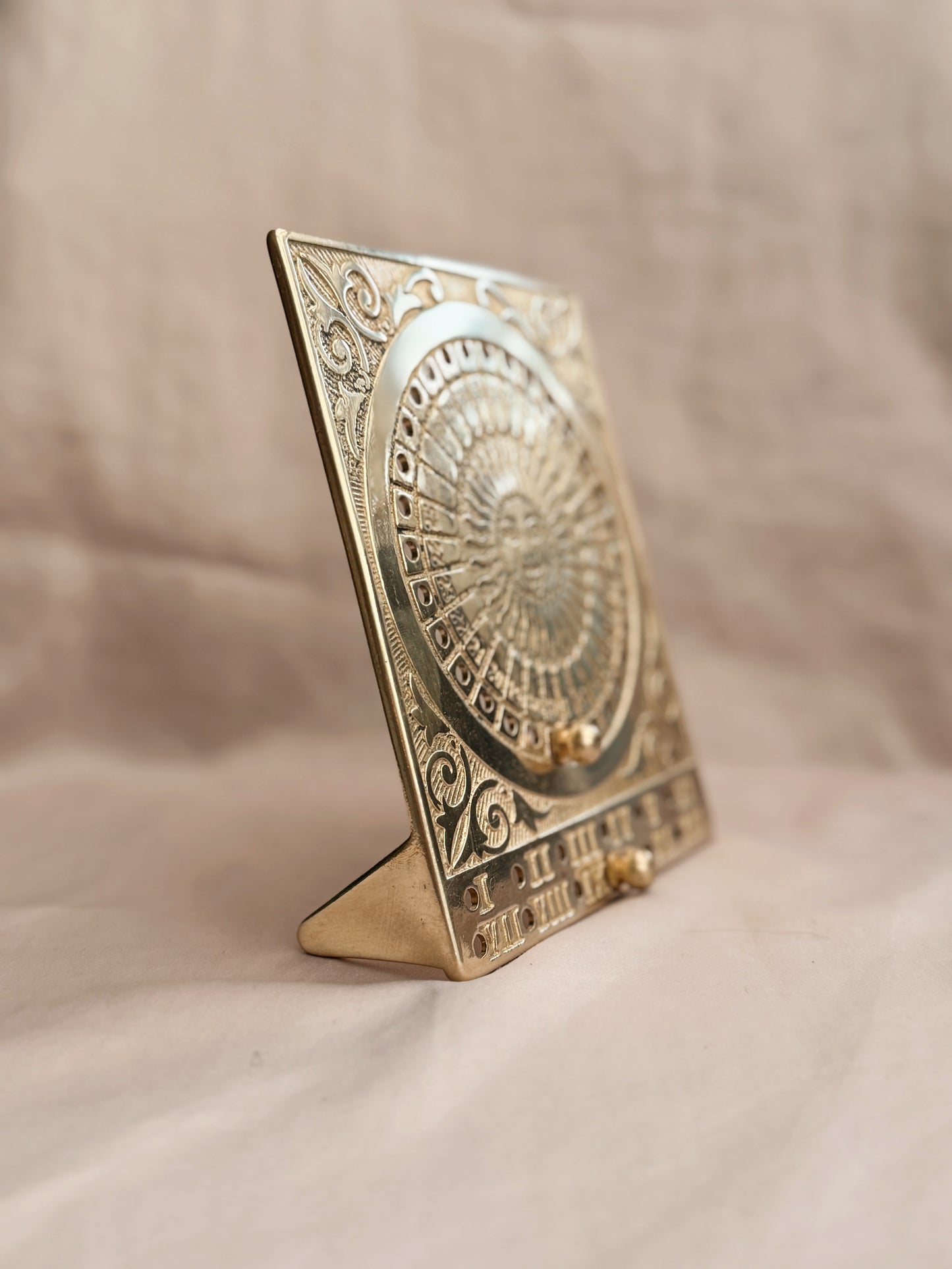 Vintage Brass Sun Perpetual Calendar