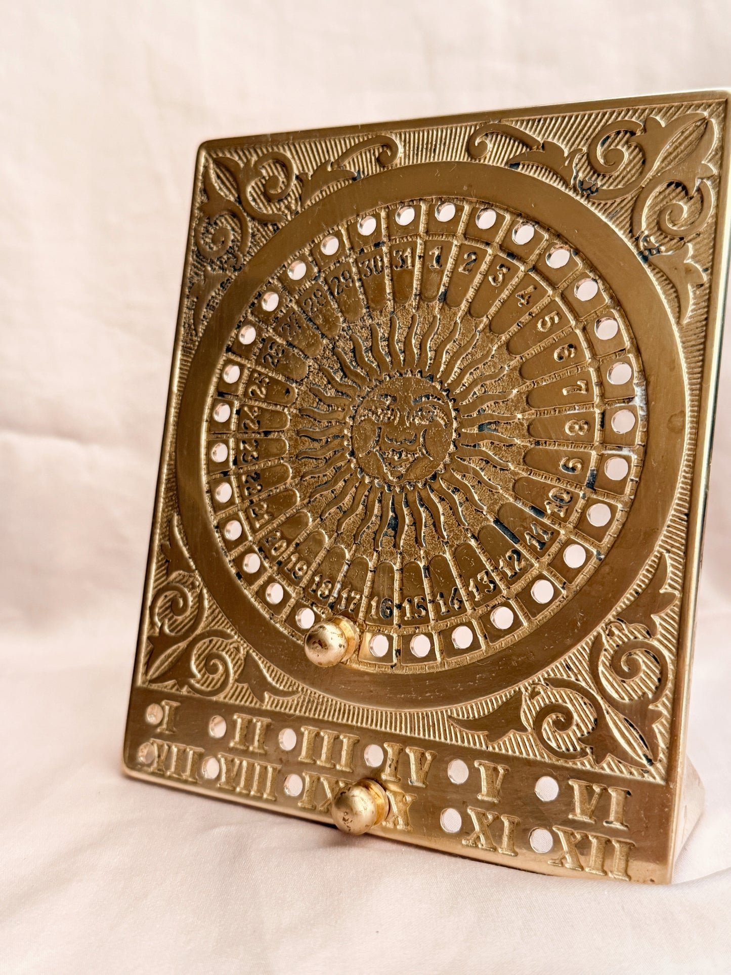 Vintage Brass Sun Perpetual Calendar