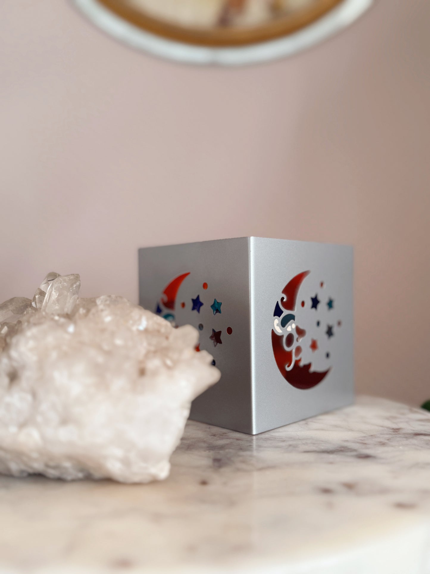 Vintage 90s Whimsigoth Metal Moon Tealight Holder