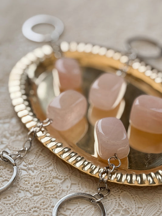 Rose Quartz Crystal Keyring