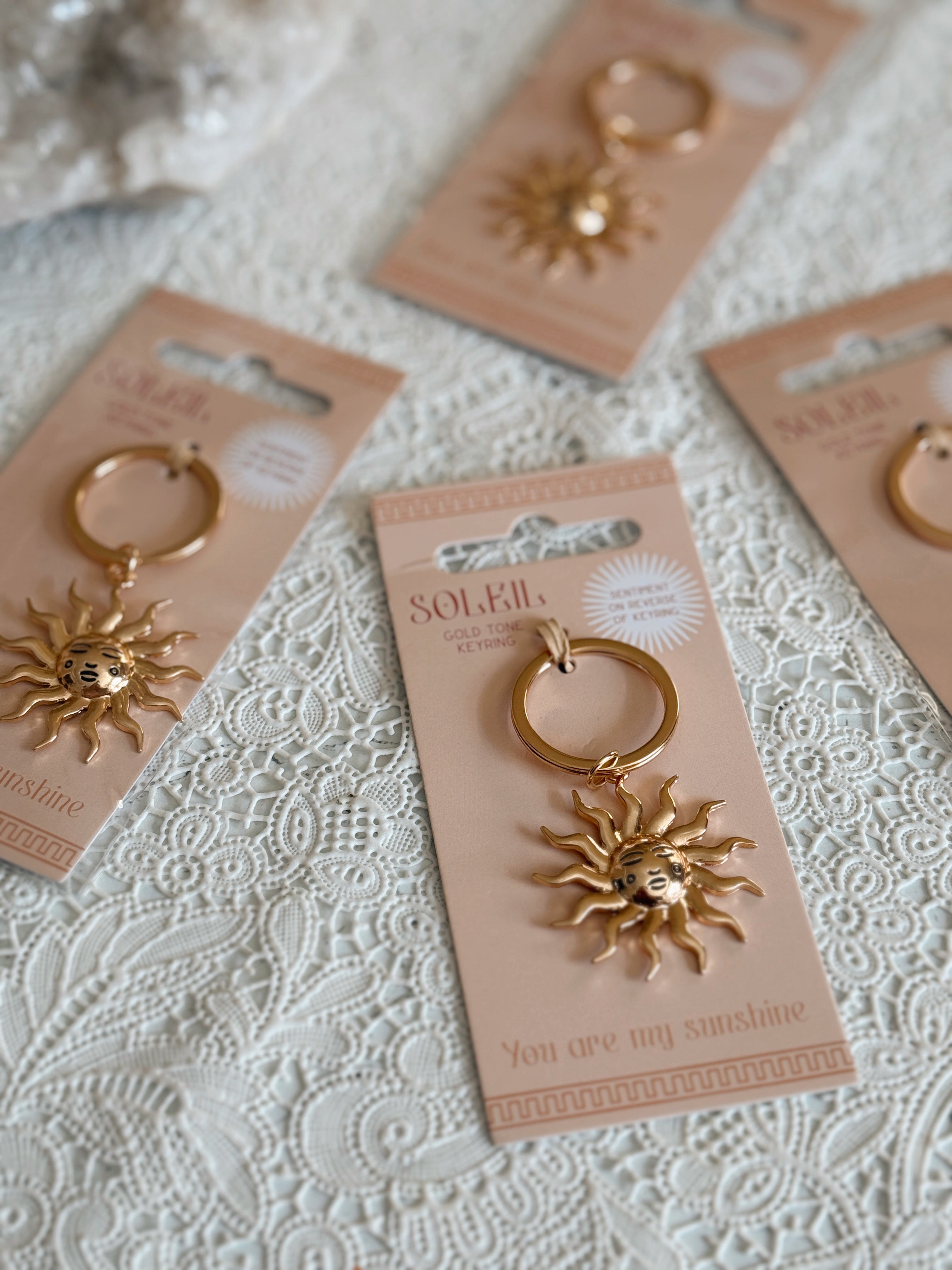 Gold Sun Celestial Keyring