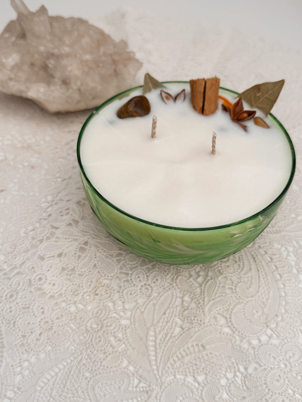 Money Manifestation Spell Candle | Vintage Glass
