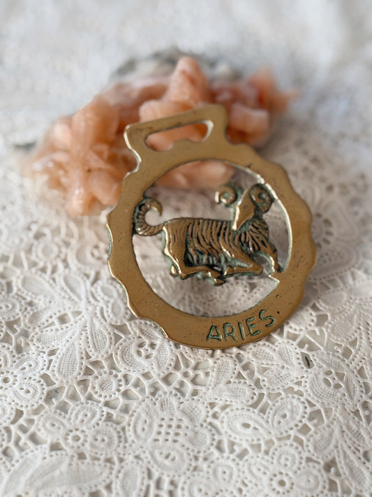Vintage Brass Aries Medallion