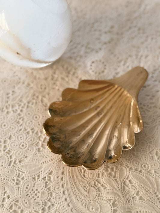 Vintage Brass Scallop Trinket Dish