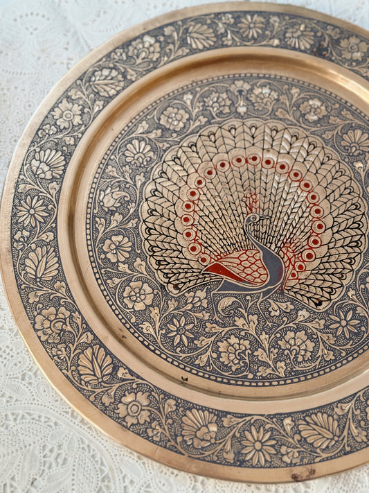Vintage Brass Peacock Tray | Spell Plate (UK ONLY)