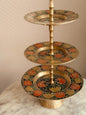 Vintage Brass + Enamel 3 Tier Stand