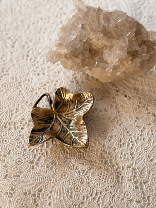 Vintage Brass Leaf Trinket Tray