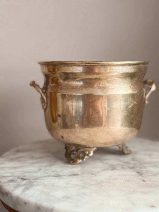 Vintage Small Brass Cauldron
