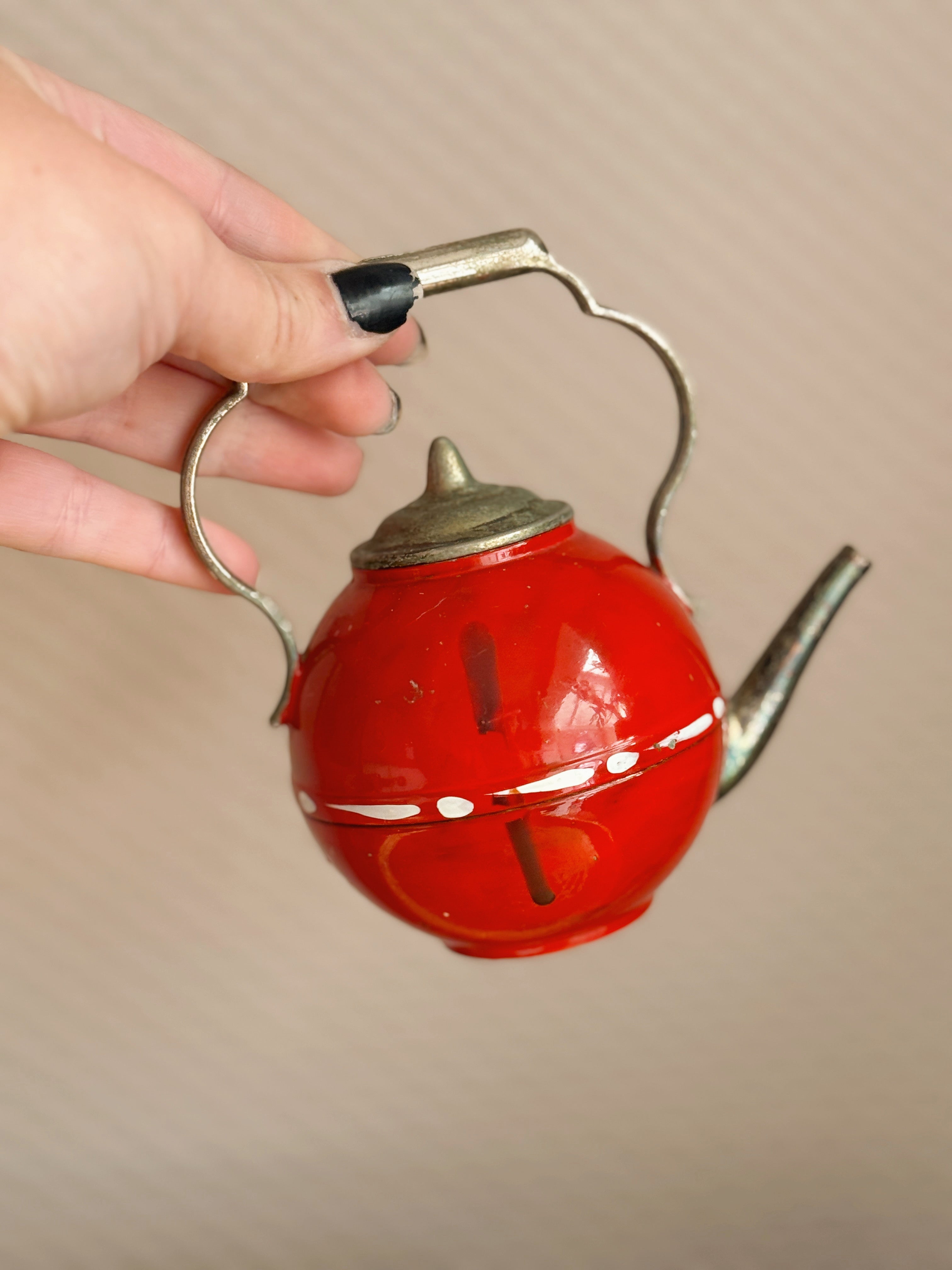 Vintage Brass Handpainted Teapot