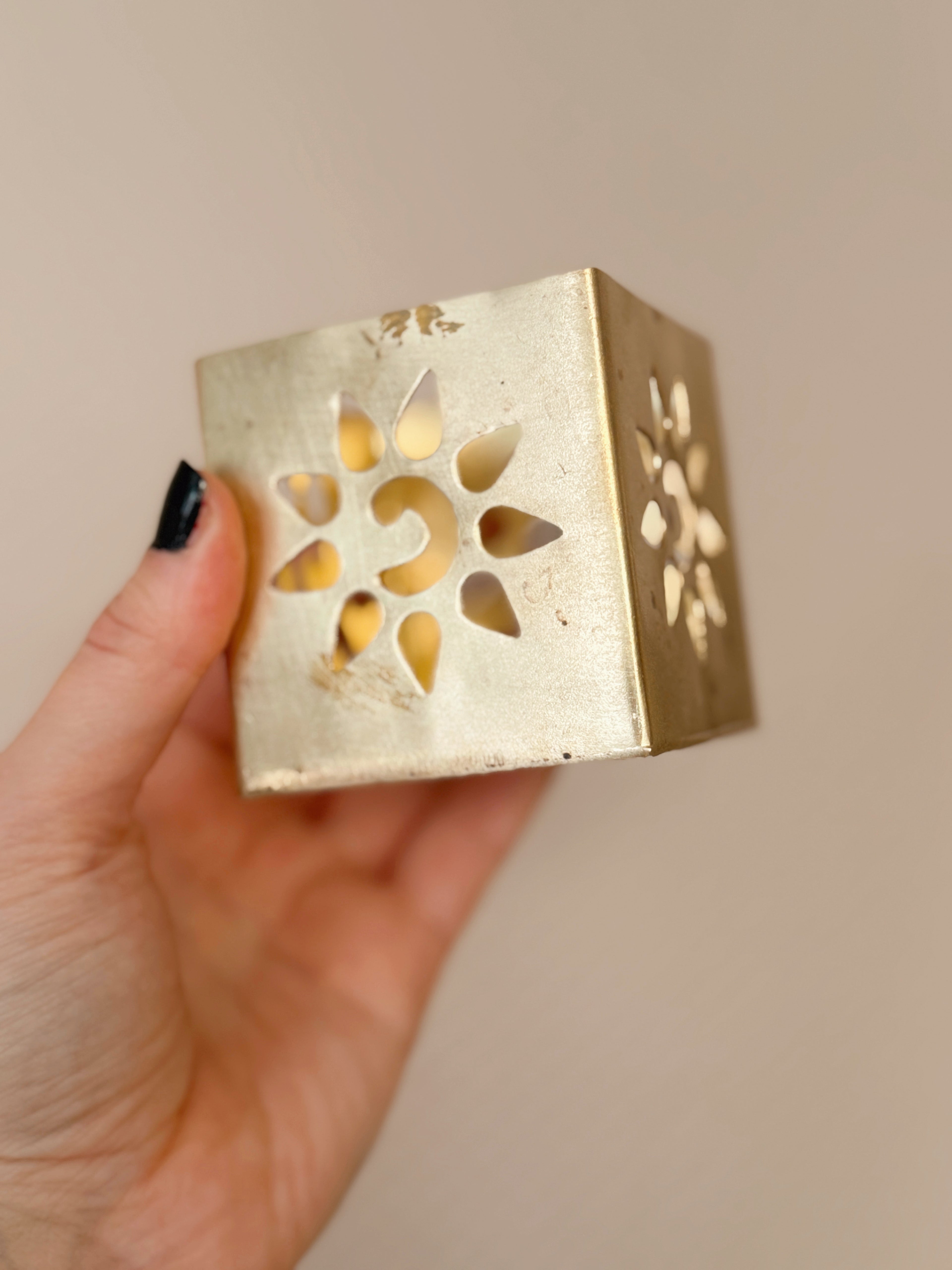 Vintage Brass Sun Tealight Holders