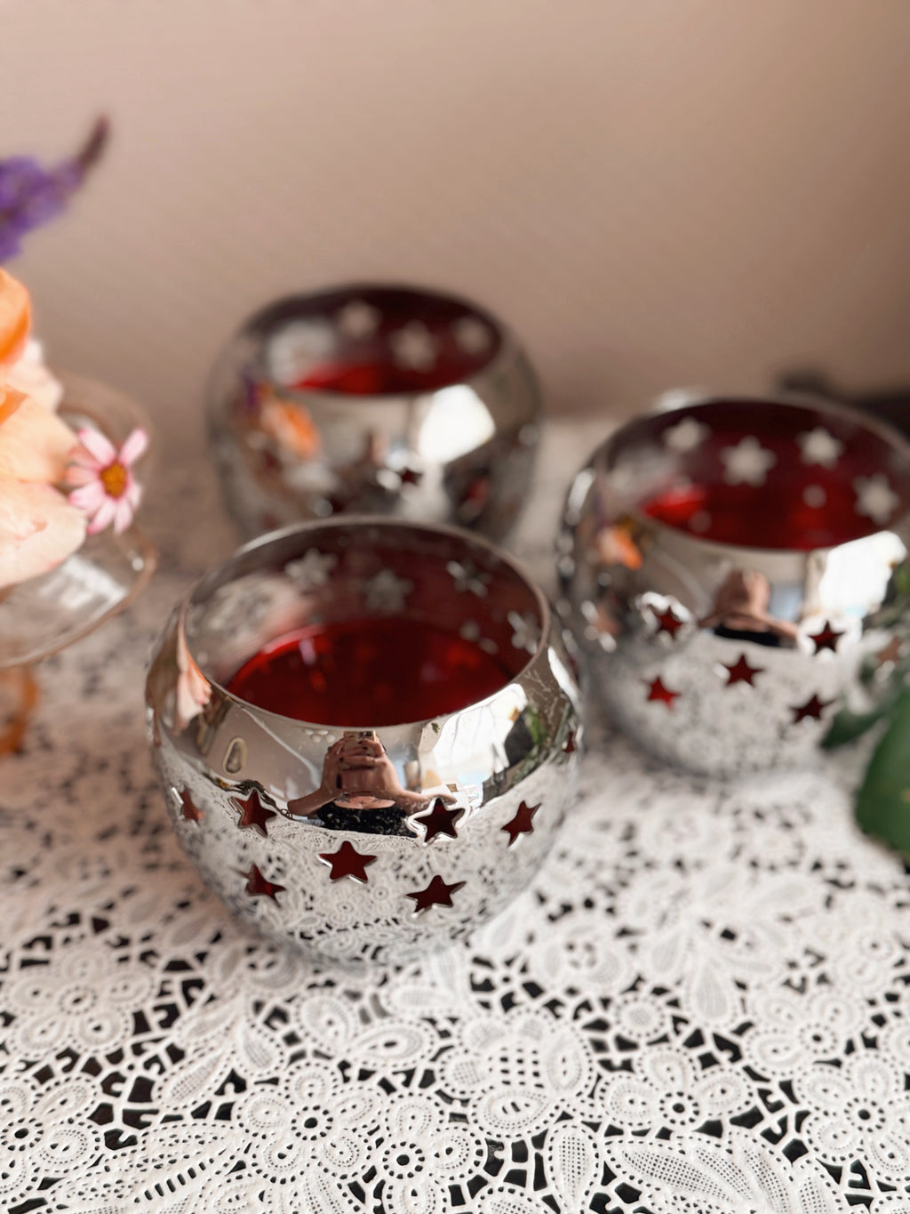 Vintage Pewter Metal Star Tealight Holder