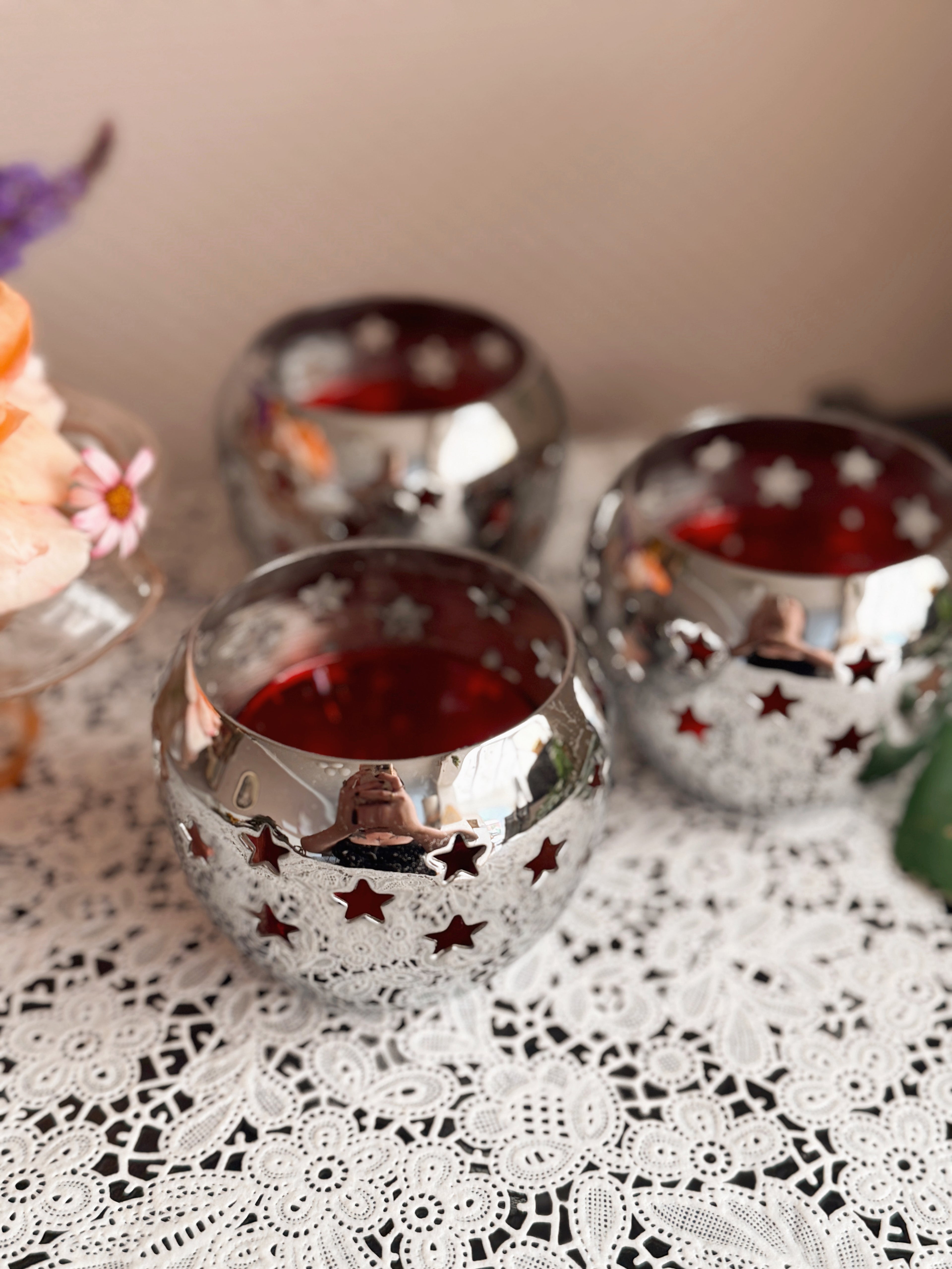 Vintage Pewter Metal Star Tealight Holder