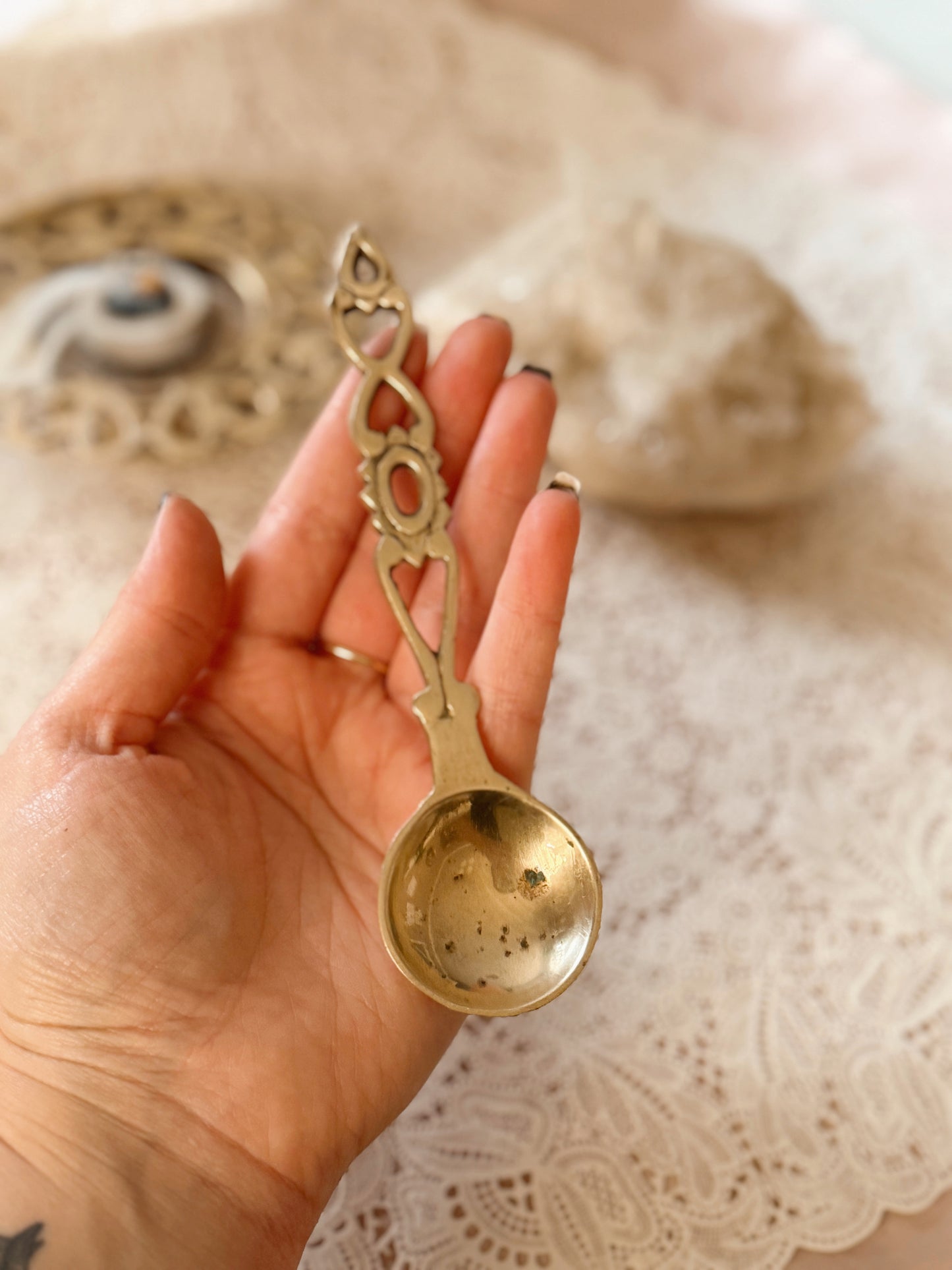 Vintage Small Brass Lovespoon